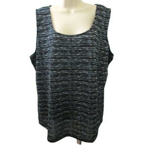 Jones New York Collection Tank Top Plus Sz 3X Black White Sleeveless Striped NEW